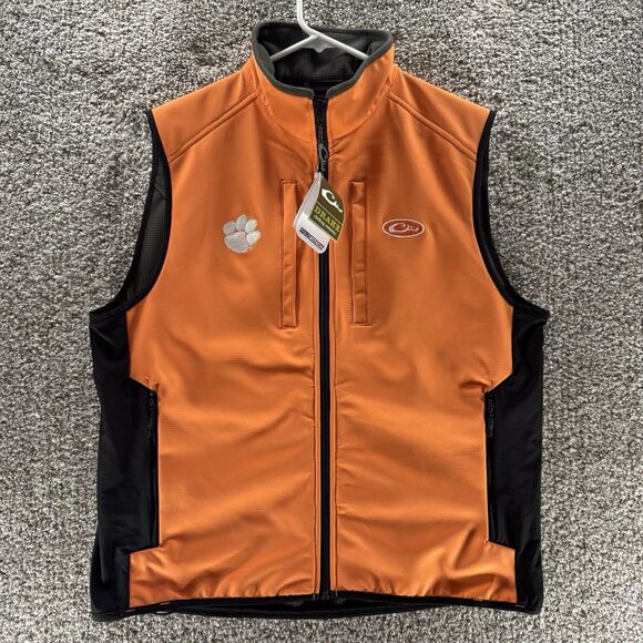 Clemson Tigers Vest Mens Medium Orange Drake Waterfowl Full Zip Outdoors Hunting - Picture 1 of 11